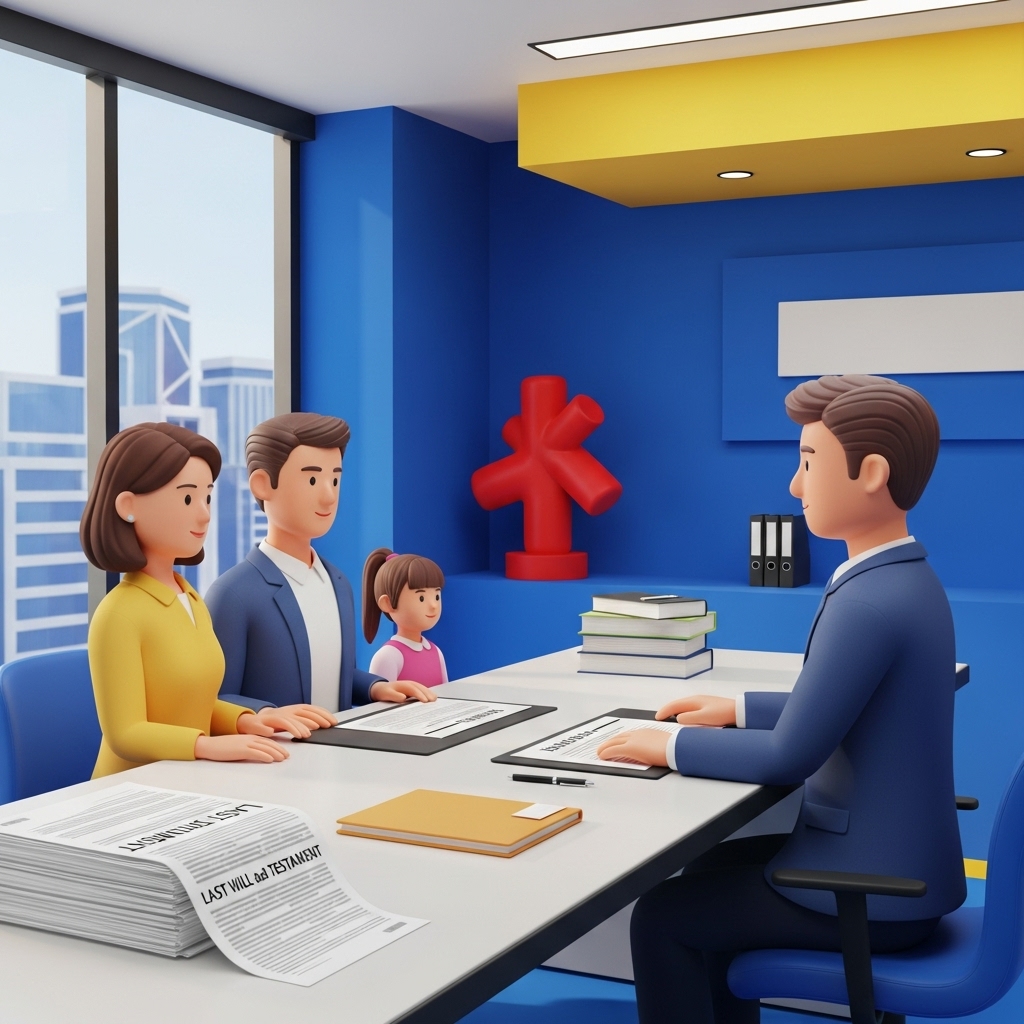 세종시에서 상속 무료상담을 받으며 가족이 상담사와 함께 서류를 확인하는 장면