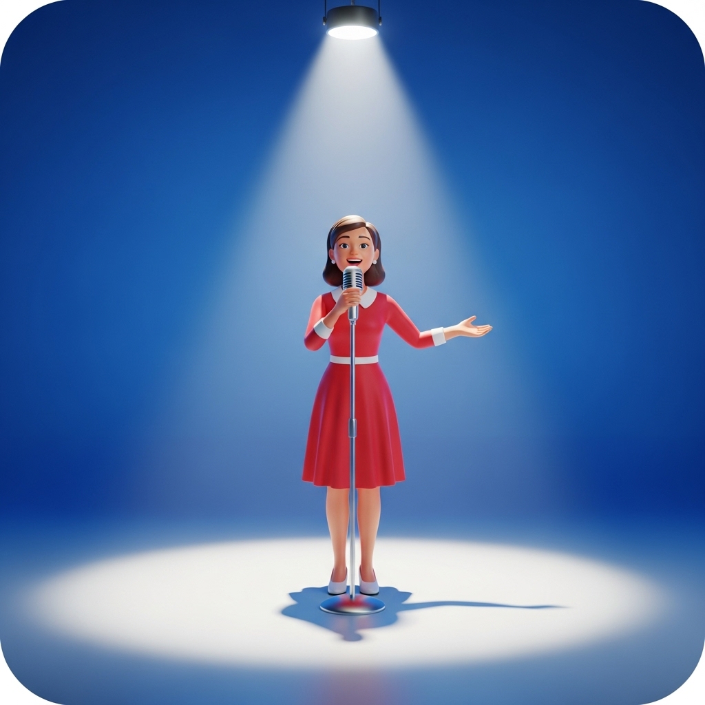 현역가왕 무대에서 노래하는 트로트 가수 숙행을 상징적으로 표현한 이미지