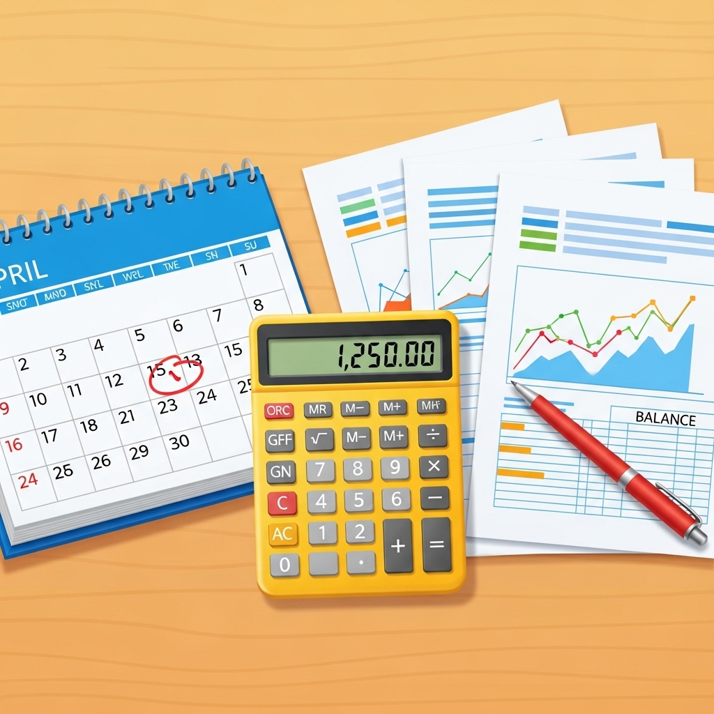 개인회생 월 변제금을 계산하기 위해 달력과 계산기를 놓고 검토하는 장면