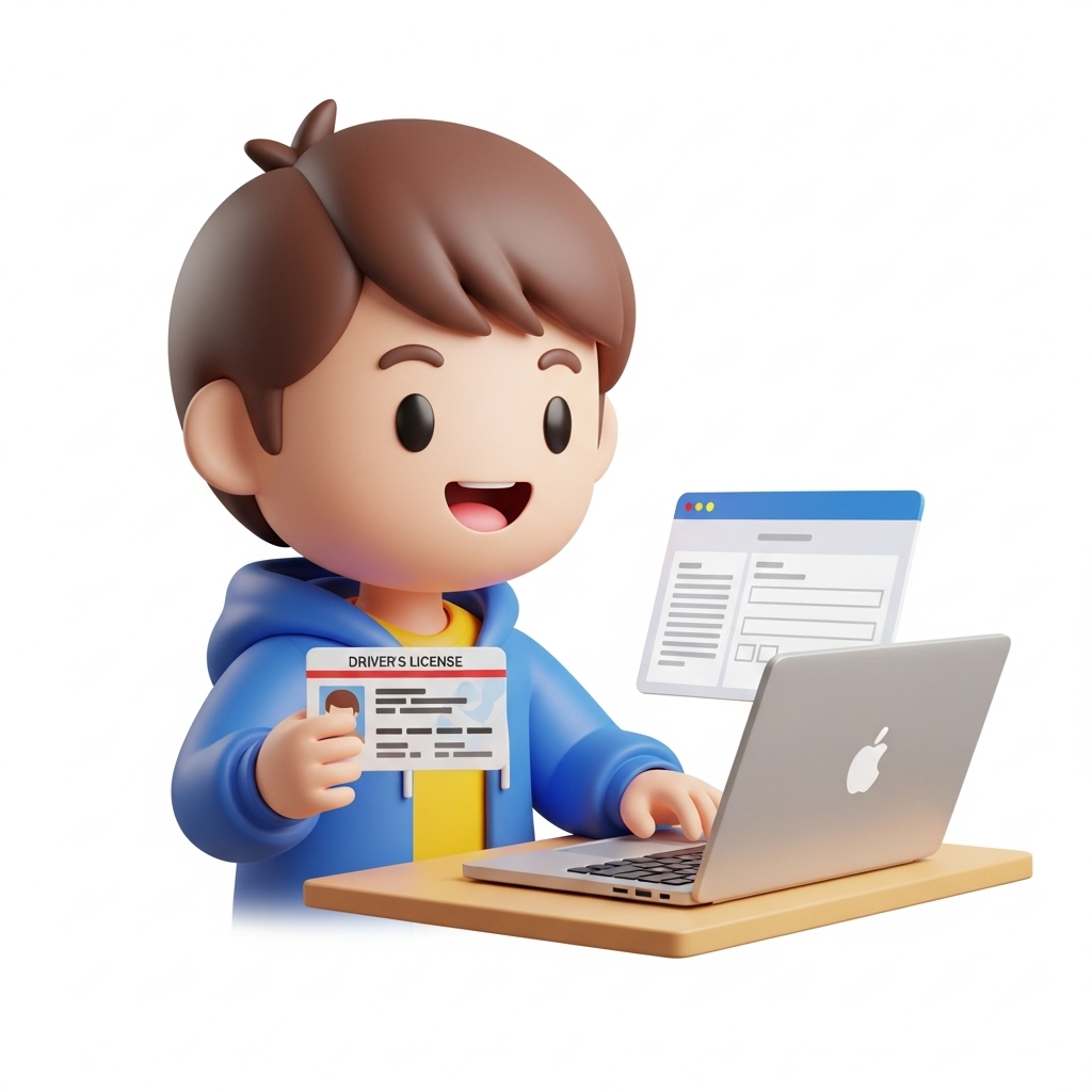 온라인으로 운전면허증 갱신하는 장면