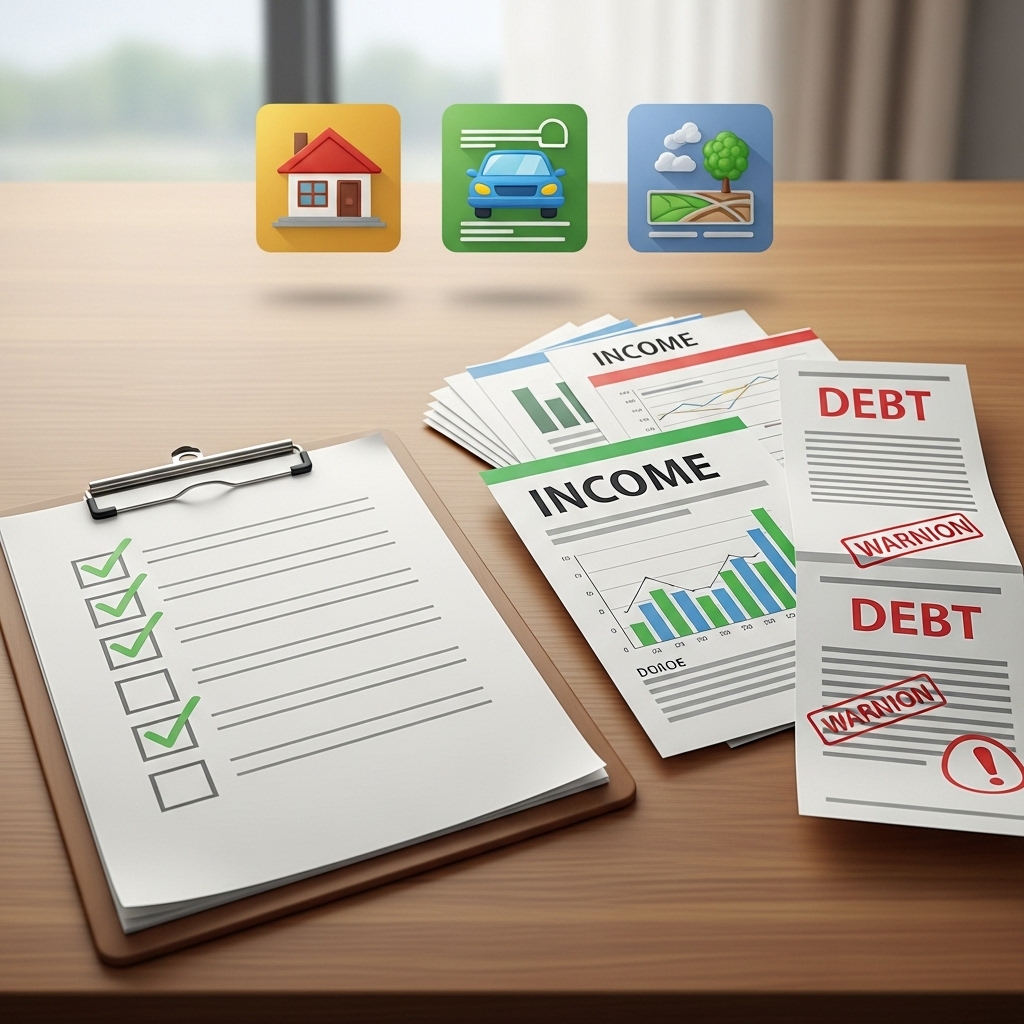 개인회생 신청 자격이 되는지 소득과 채무 재산을 체크리스트로 확인하는 장면