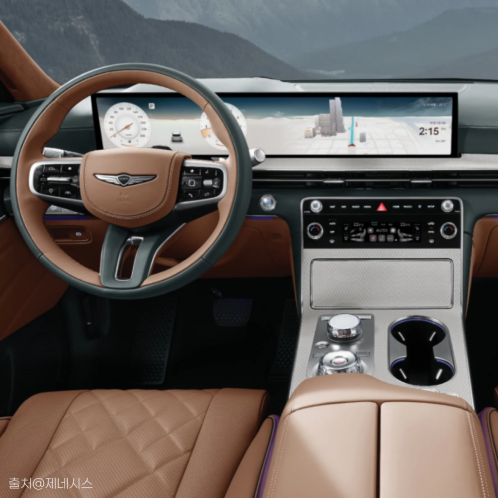 GV80 운적석 실내 센터페시아 핸들 모습