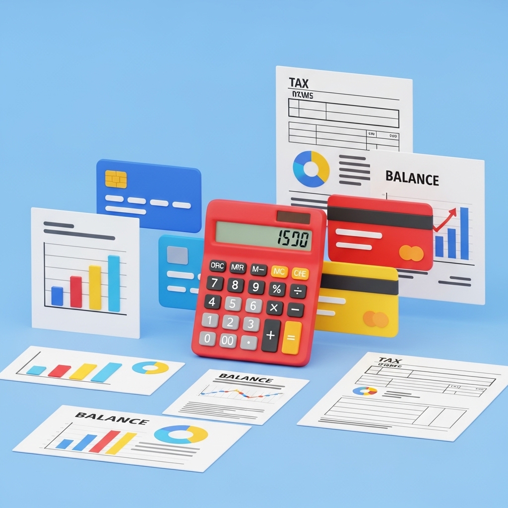 연말정산 카드 사용 내역을 계산기로 확인하는 장면