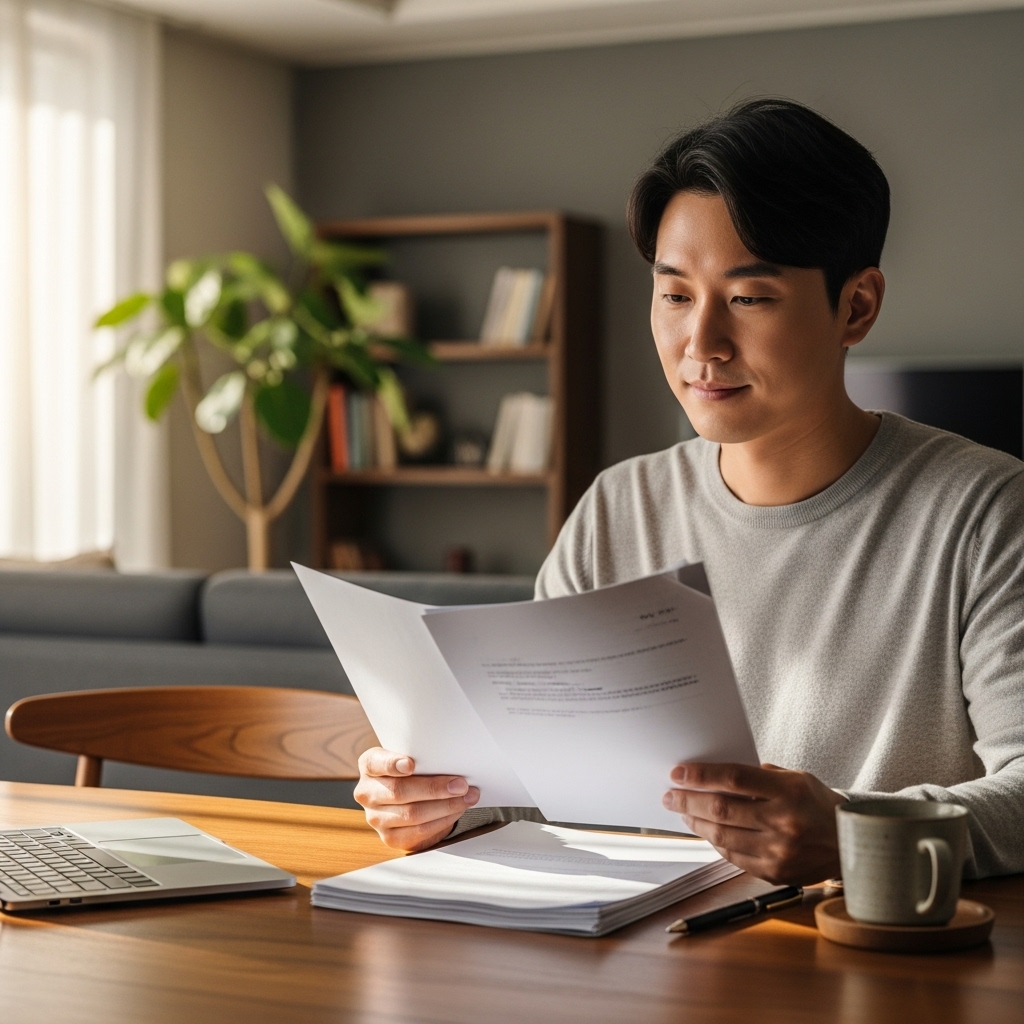 공판기일 연기 통지를 받고 다음 재판 절차를 확인하는 장면