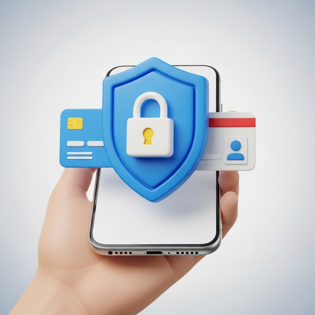 스마트폰 화면에서 명의 보호와 보안 차단이 표시된 장면