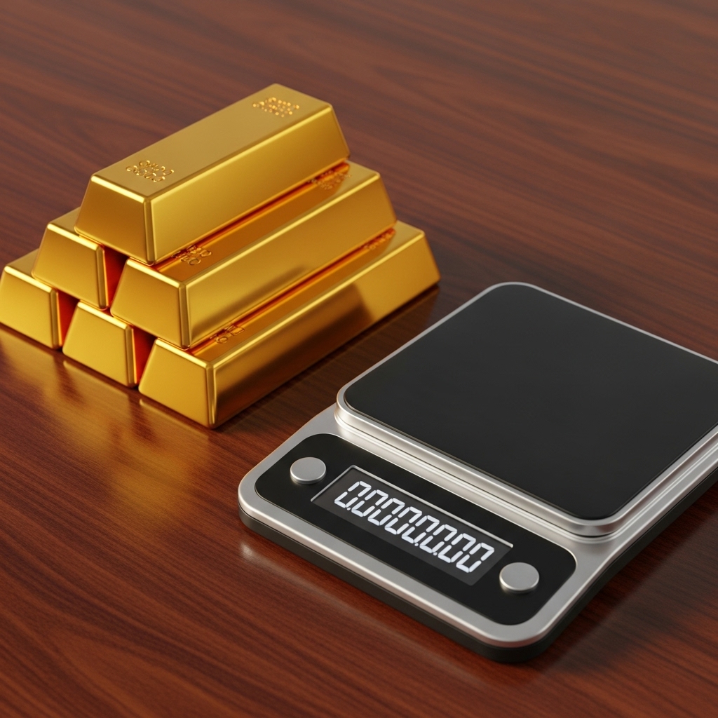 금 시세를 확인하며 금을 매도하려는 상황을 표현한 이미지