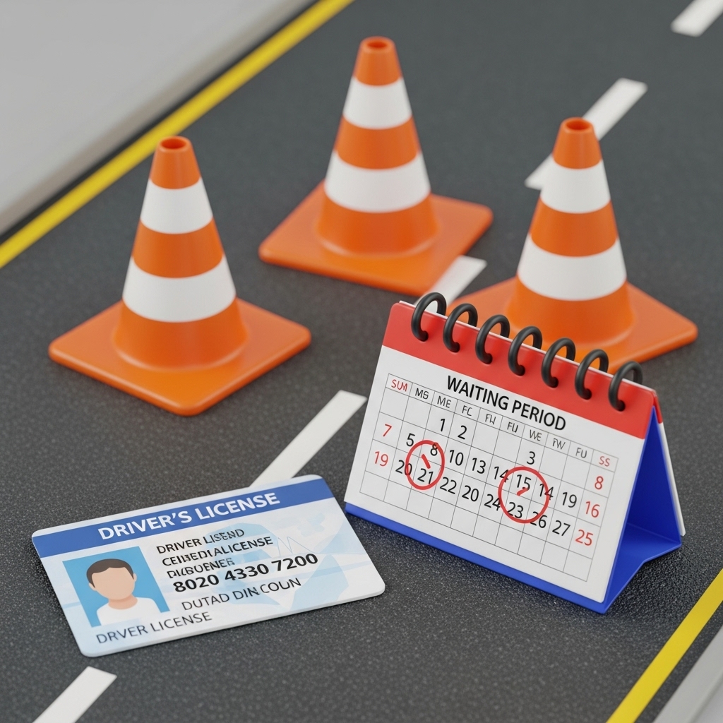 음주운전 면허취소 후 재취득기간과 절차를 상징적으로 표현한 이미지