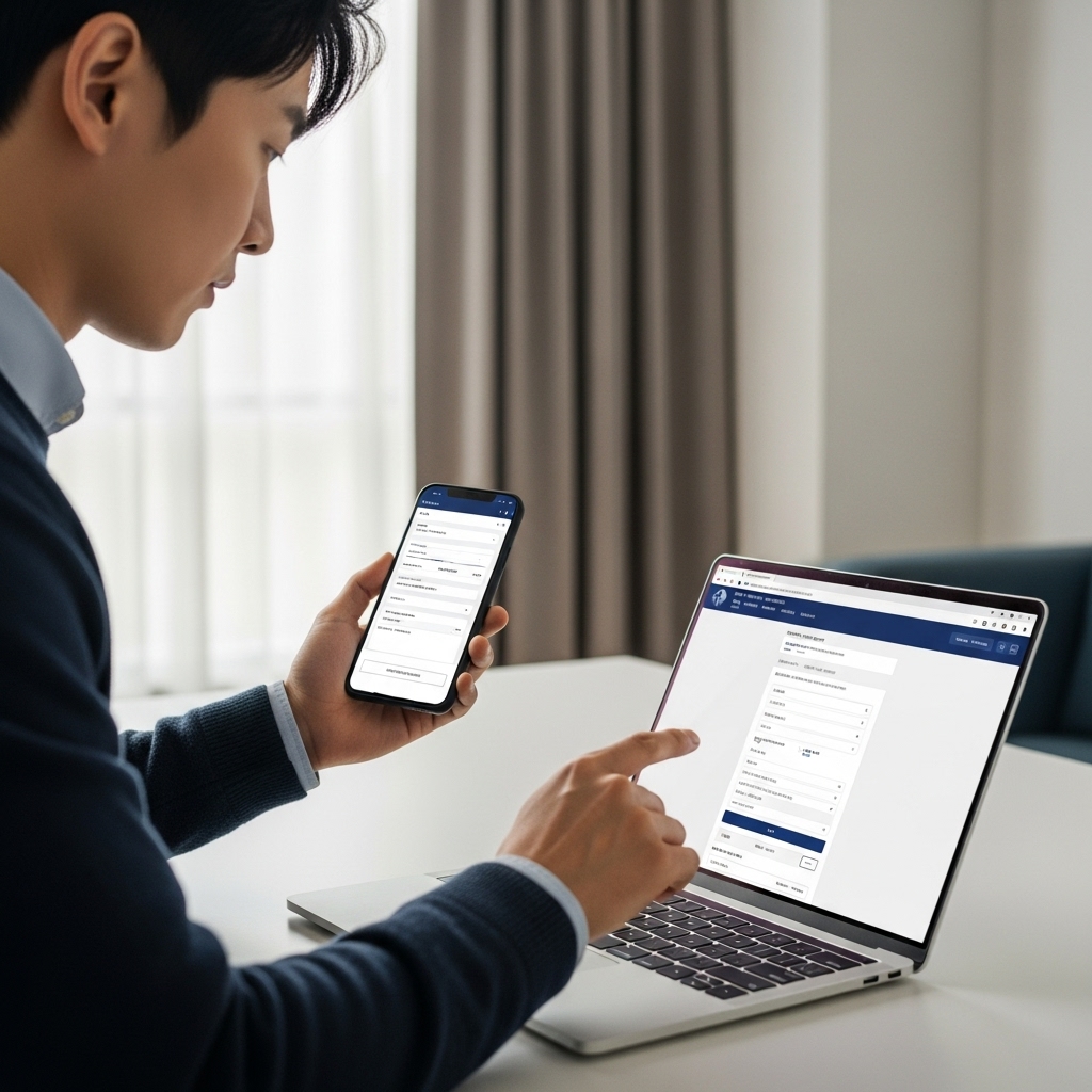 온라인으로 전자 내용증명을 작성하고 발송하는 장면