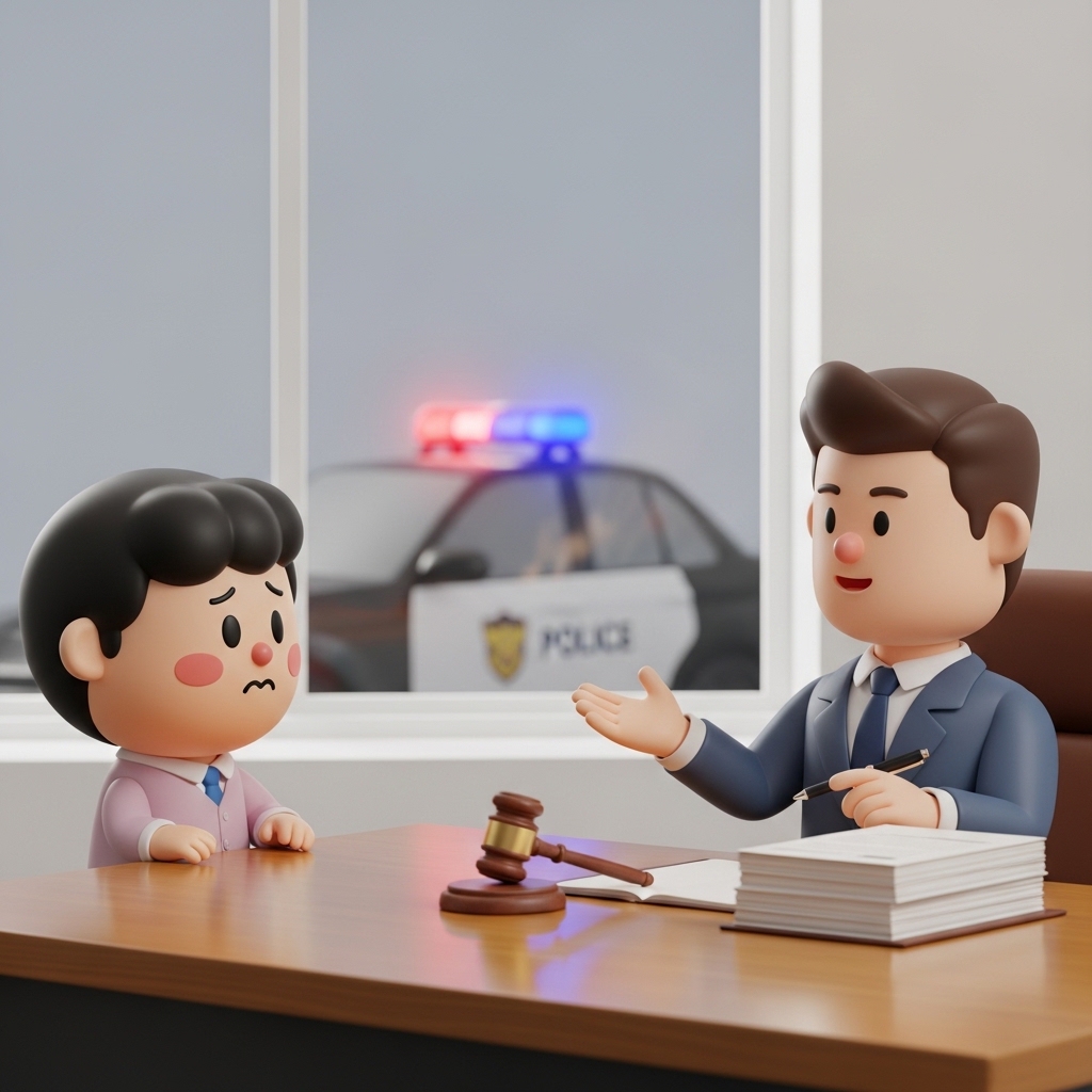 변호사 사무실에서 상담을 받고 있는 음주운전 관련 장면