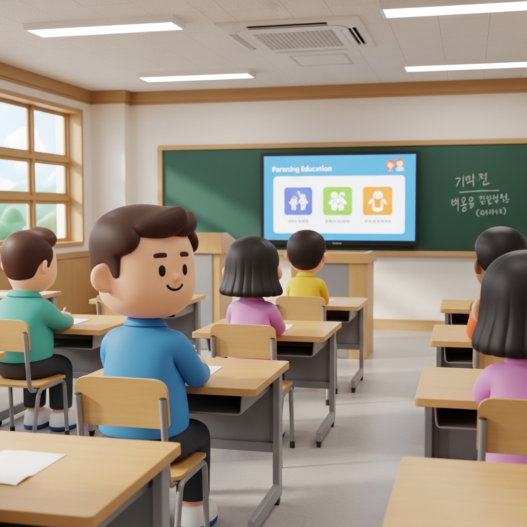 가정법원에서 부모교육을 듣는 모습