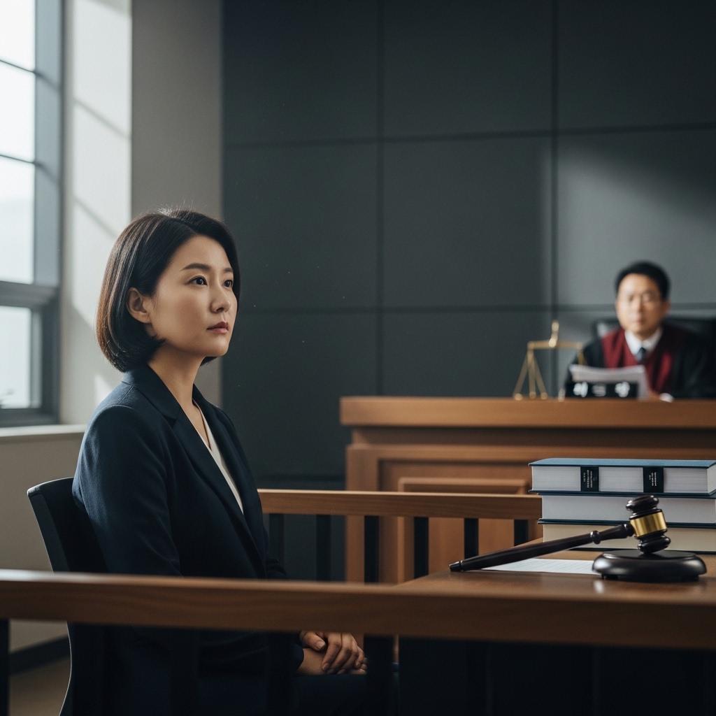 형사 재판 절차를 이해하기 위해 법정에서 재판 진행 상황을 살펴보는 모습