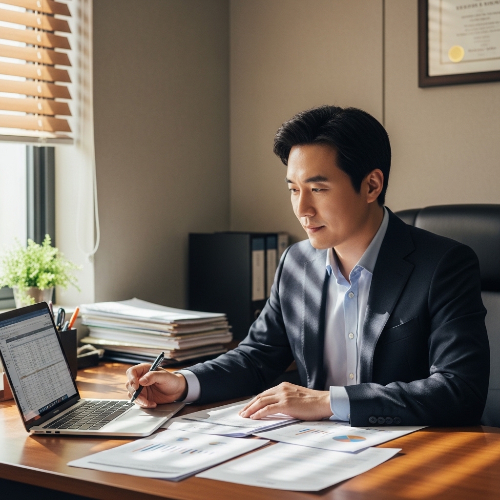 개인회생 상담을 위해 서류를 확인하는 모습