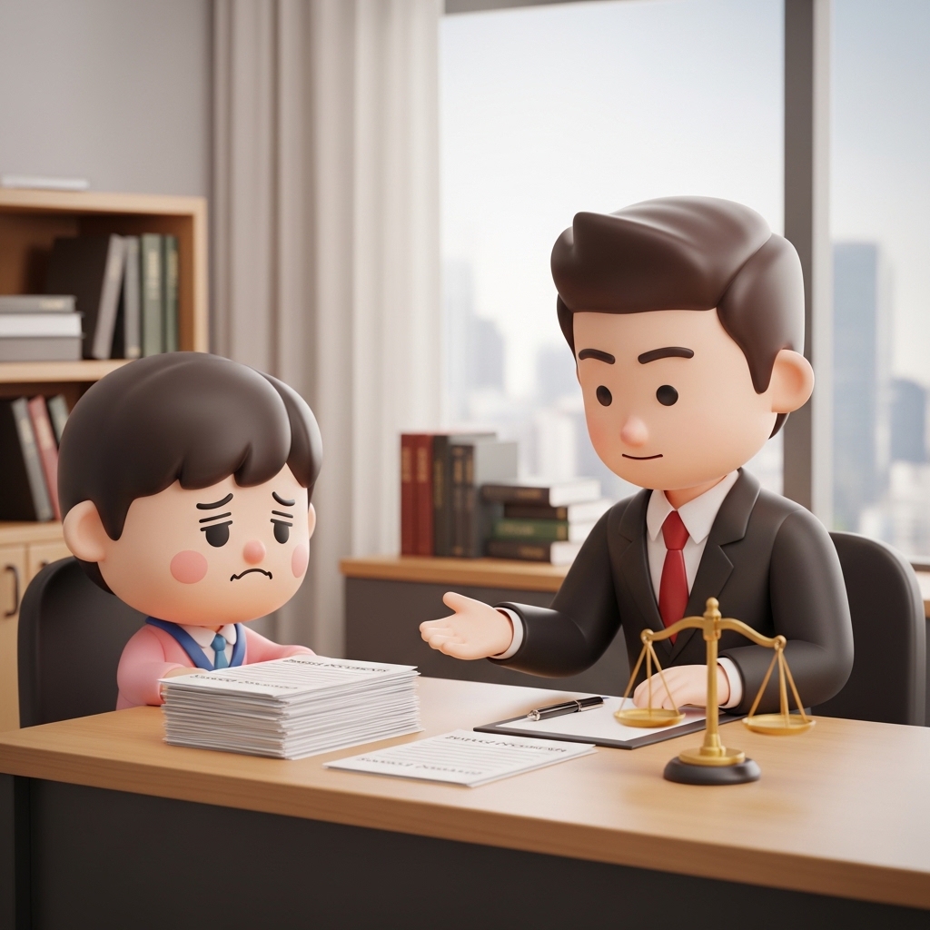 공덕동에서 변호사와 상담을 진행하는 장면