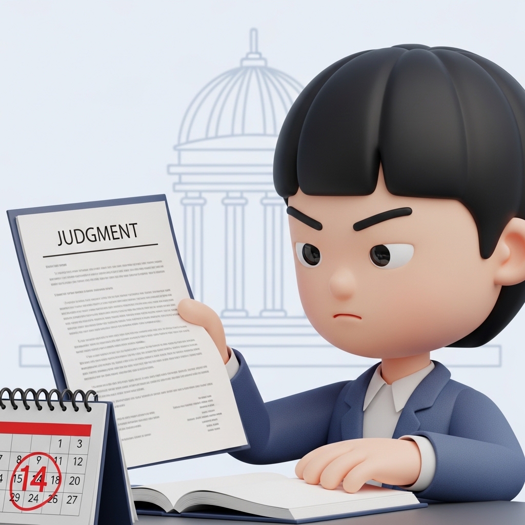 판결문과 달력을 보며 항소 기한을 확인하는 모습