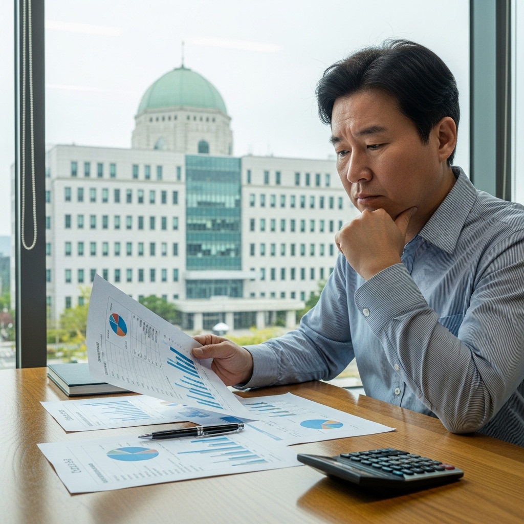 천안법원 개인회생 신청 상담을 고민하며 서류를 검토하는 장면