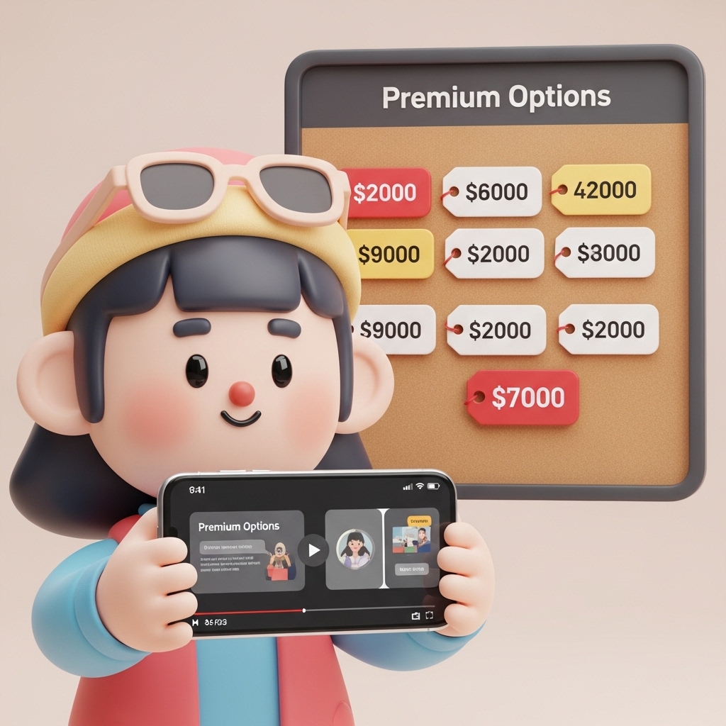 스마트폰으로 프리미엄 가격을 비교하는 모습