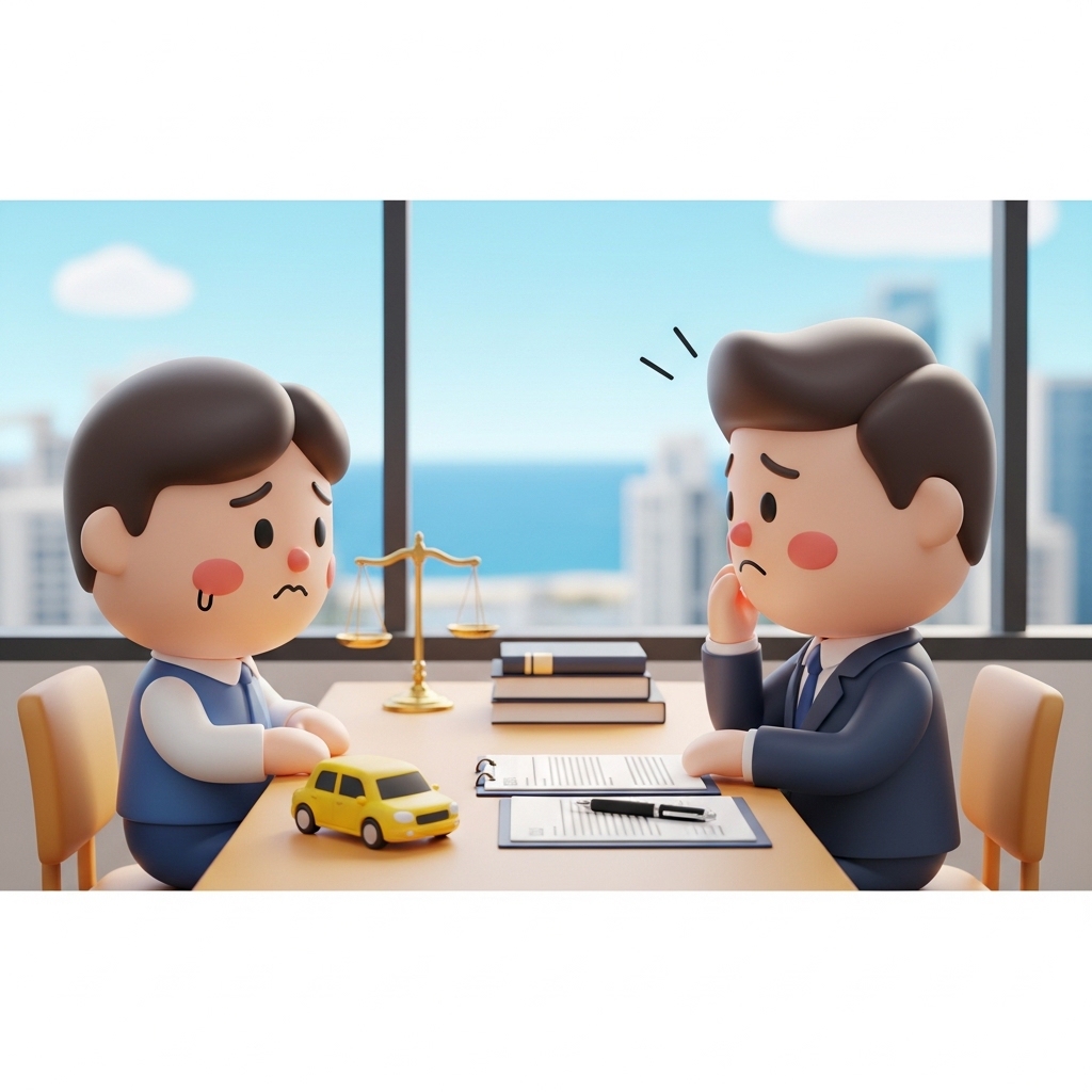 교통사고 후 부산 지역 변호사 상담을 받는 장면