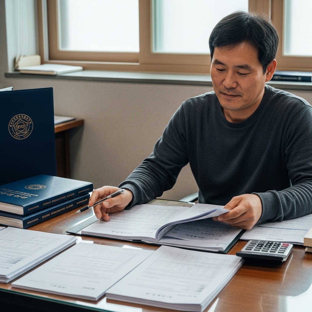 천안에서 개인회생 법원 신청을 준비하며 서류와 채무 자료를 검토하는 모습