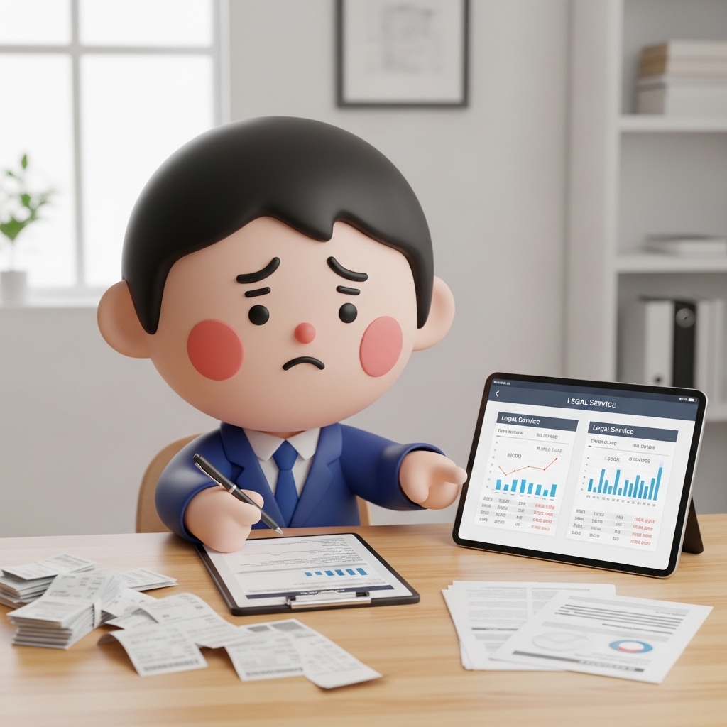 스마트폰과 서류를 보며 개인회생 비용을 비교하는 모습