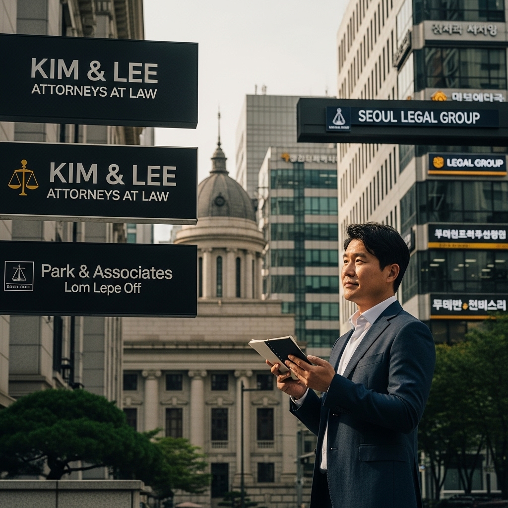 법원 근처에서 변호사사무실을 비교하며 상담 선택을 고민하는 모습