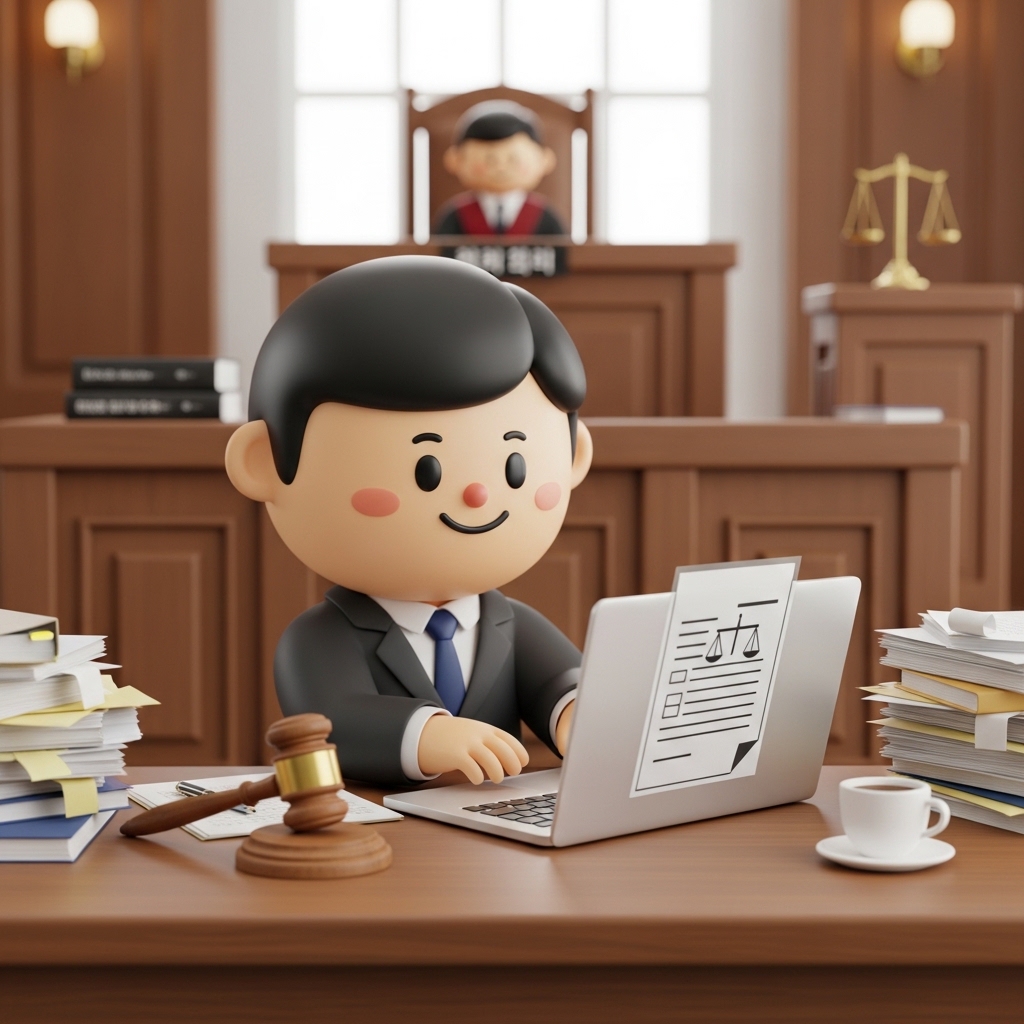 전자소송 사이트에서 노트북으로 소장을 작성하는 모습