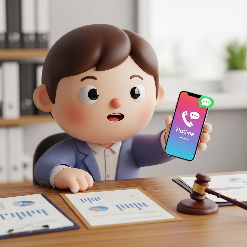 휴대폰으로 법률 상담 전화를 걸며 서류를 정리하는 모습