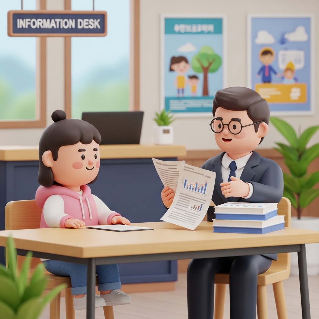 주민센터에서 무료 법률상담을 받고 있는 모습