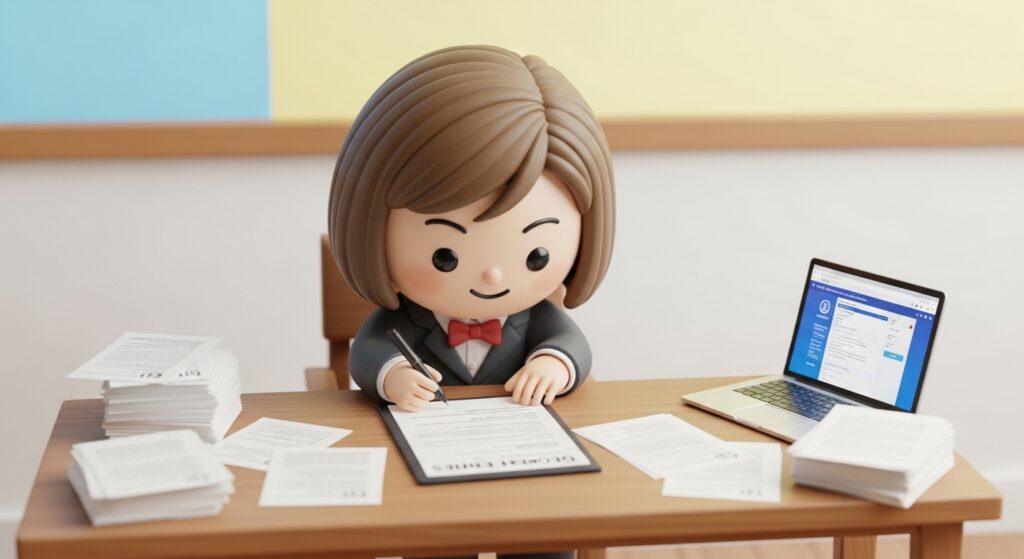 법원 소장을 보고 답변서를 작성하는 장면