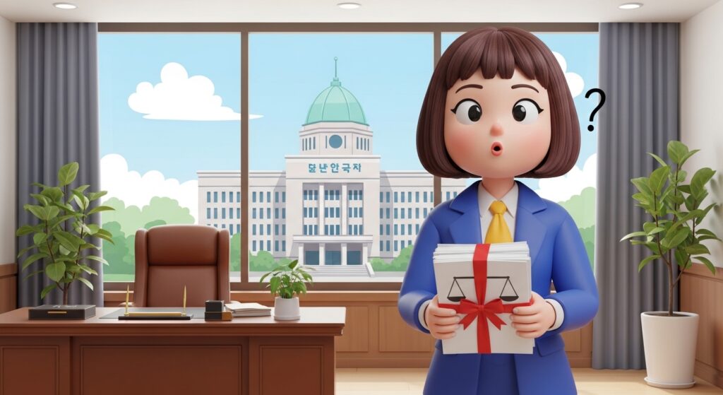 변호사 사무실에서 상담 비용을 문의하는 장면