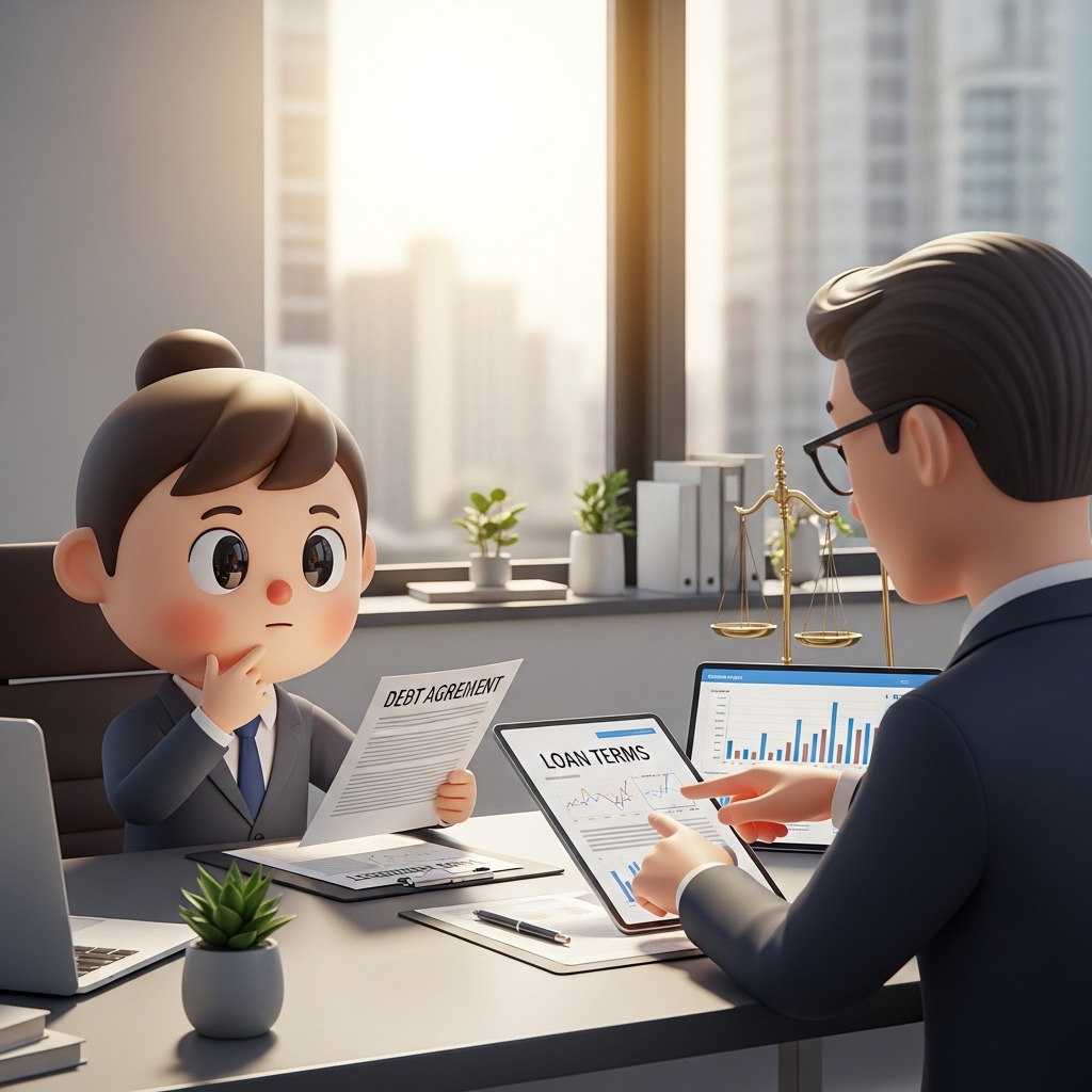 서류를 보며 개인회생 상담을 진행하는 장면