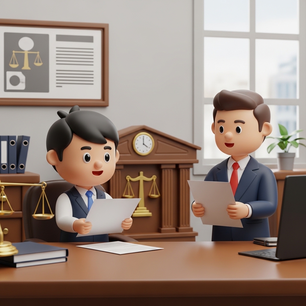 법원 상담실에서 상담을 받고 있는 모습