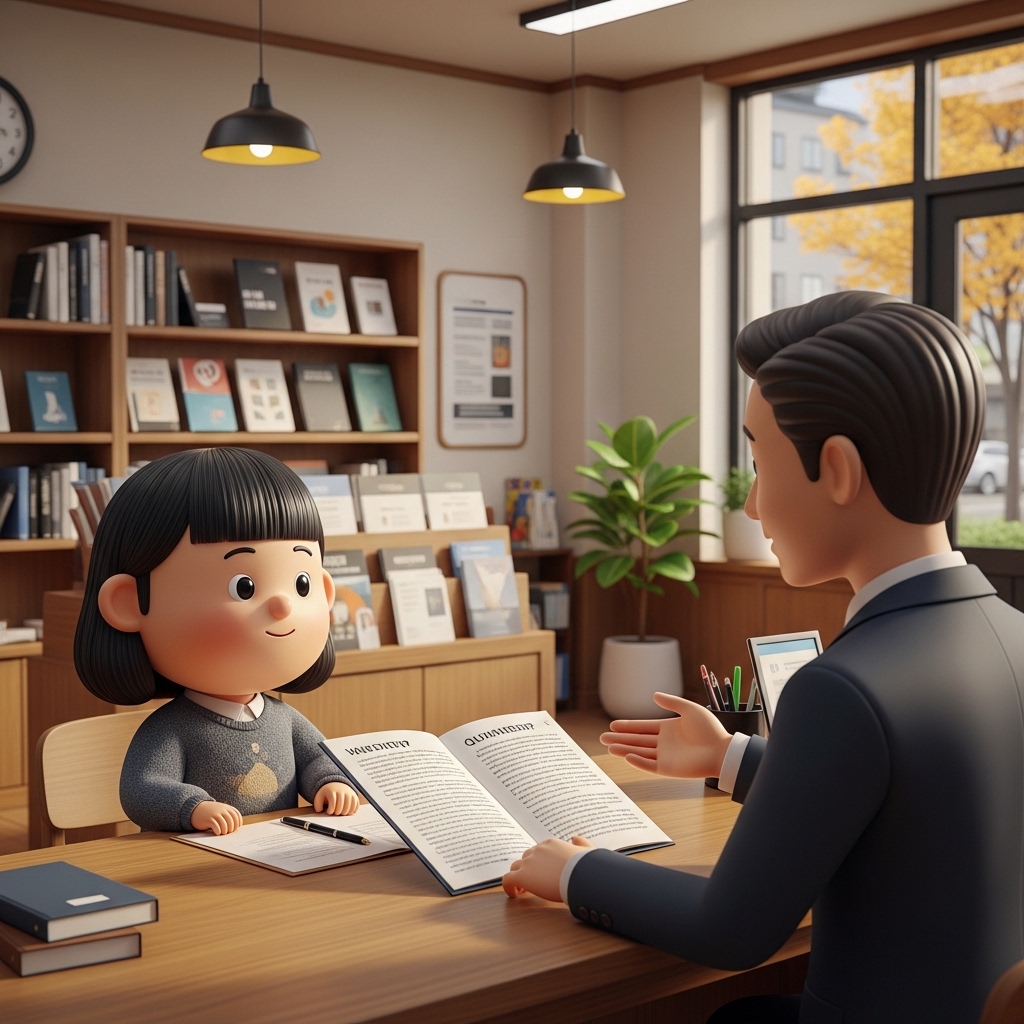 주민센터에서 무료 법률상담을 받고 있는 장면