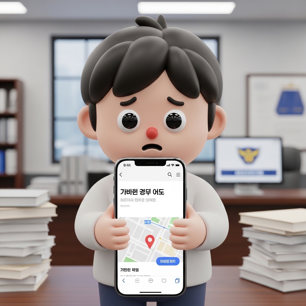 스마트폰으로 형사 변호사 사무실을 검색하며 고민하는 모습