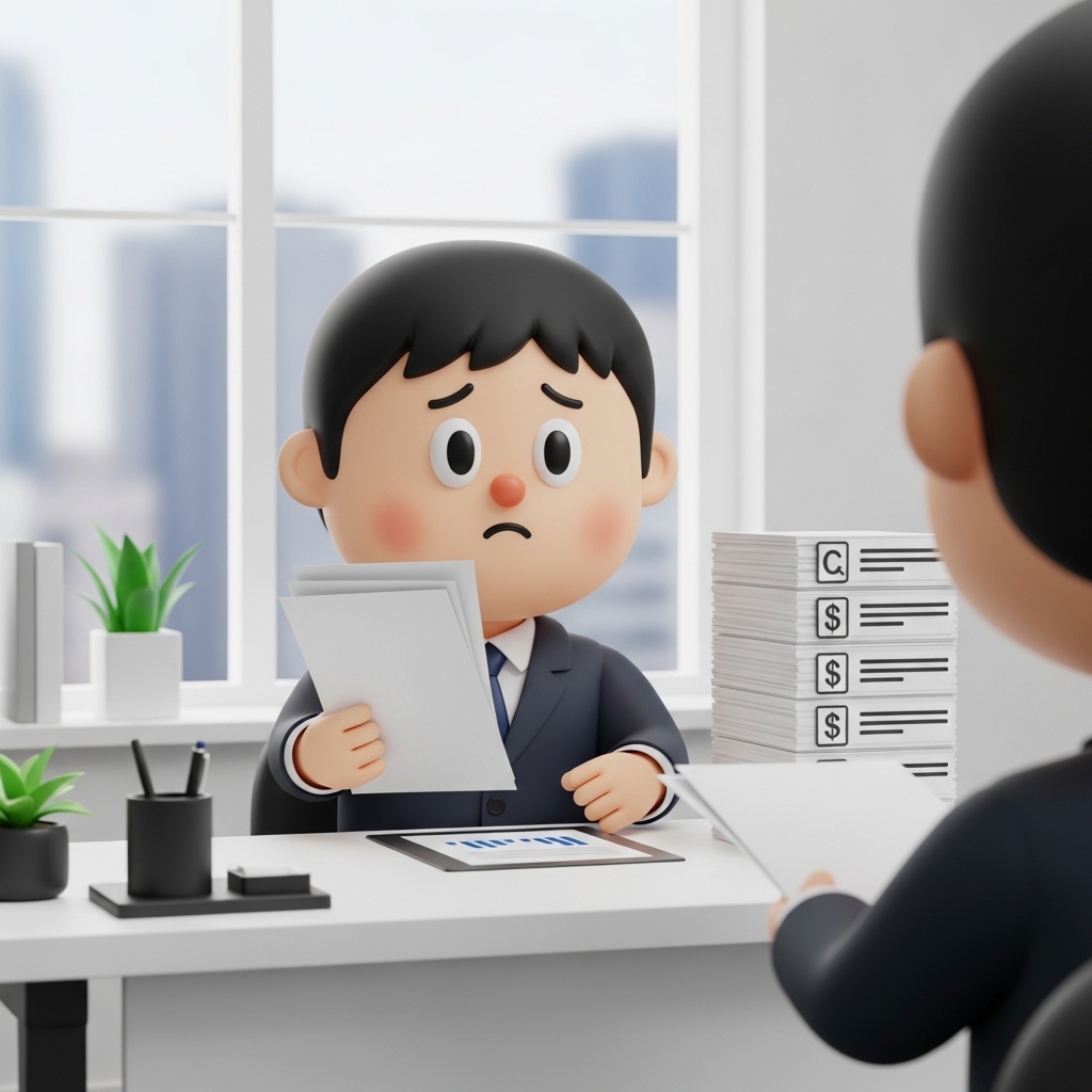 서류를 보며 개인파산 상담을 진행하는 장면