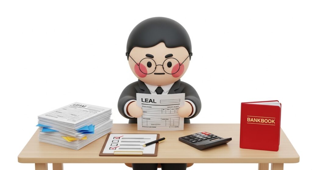 인터넷으로 추심금 신청 서류를 확인하고 있는 모습