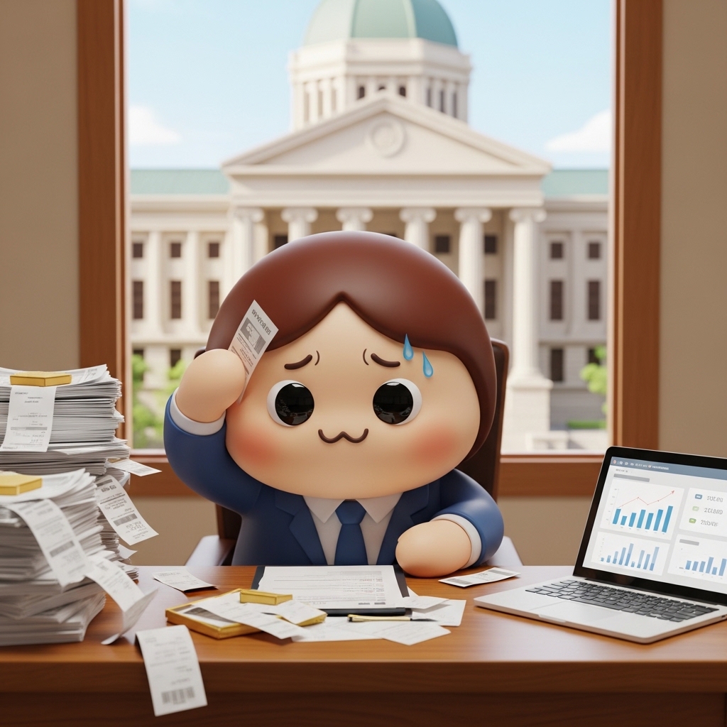 빚 서류를 보며 파산 상담을 고민하는 장면