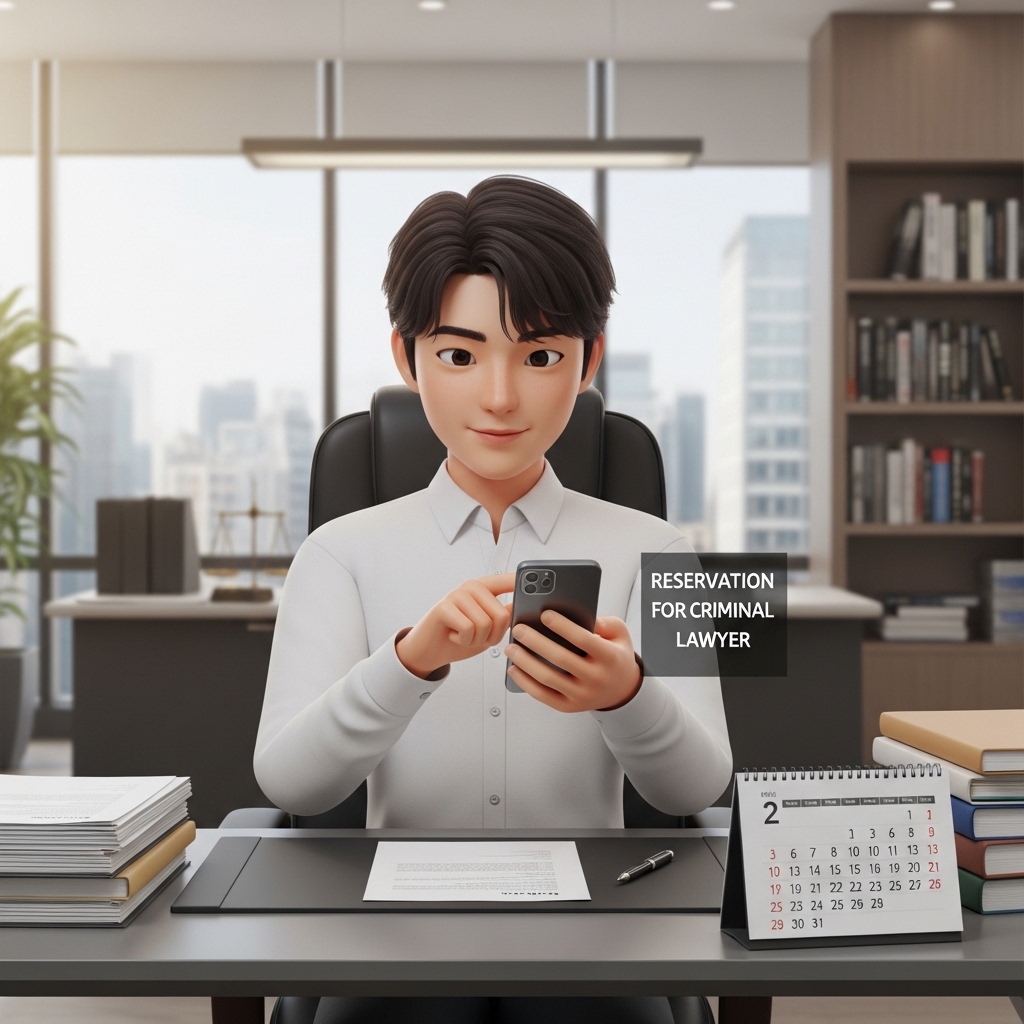 스마트폰으로 형사변호사 상담 예약을 확인하는 장면