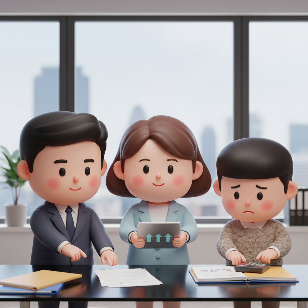 변호사와 함께 개인회생 조건과 비용을 확인하는 장면