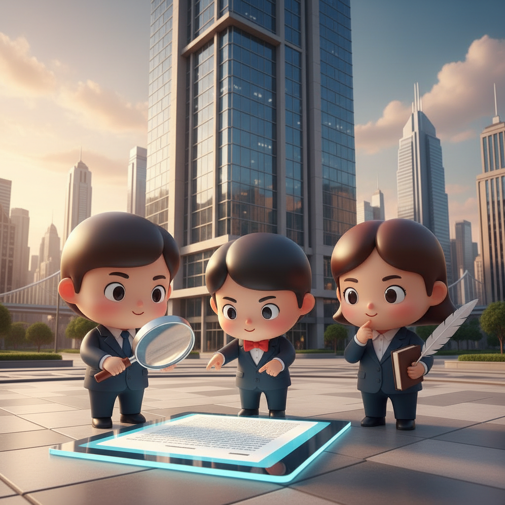 법률사무소를 찾기 위해 서류를 확인하는 장면