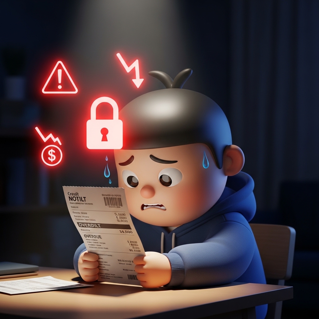 카드 연체로 계좌 압류를 걱정하는 모습