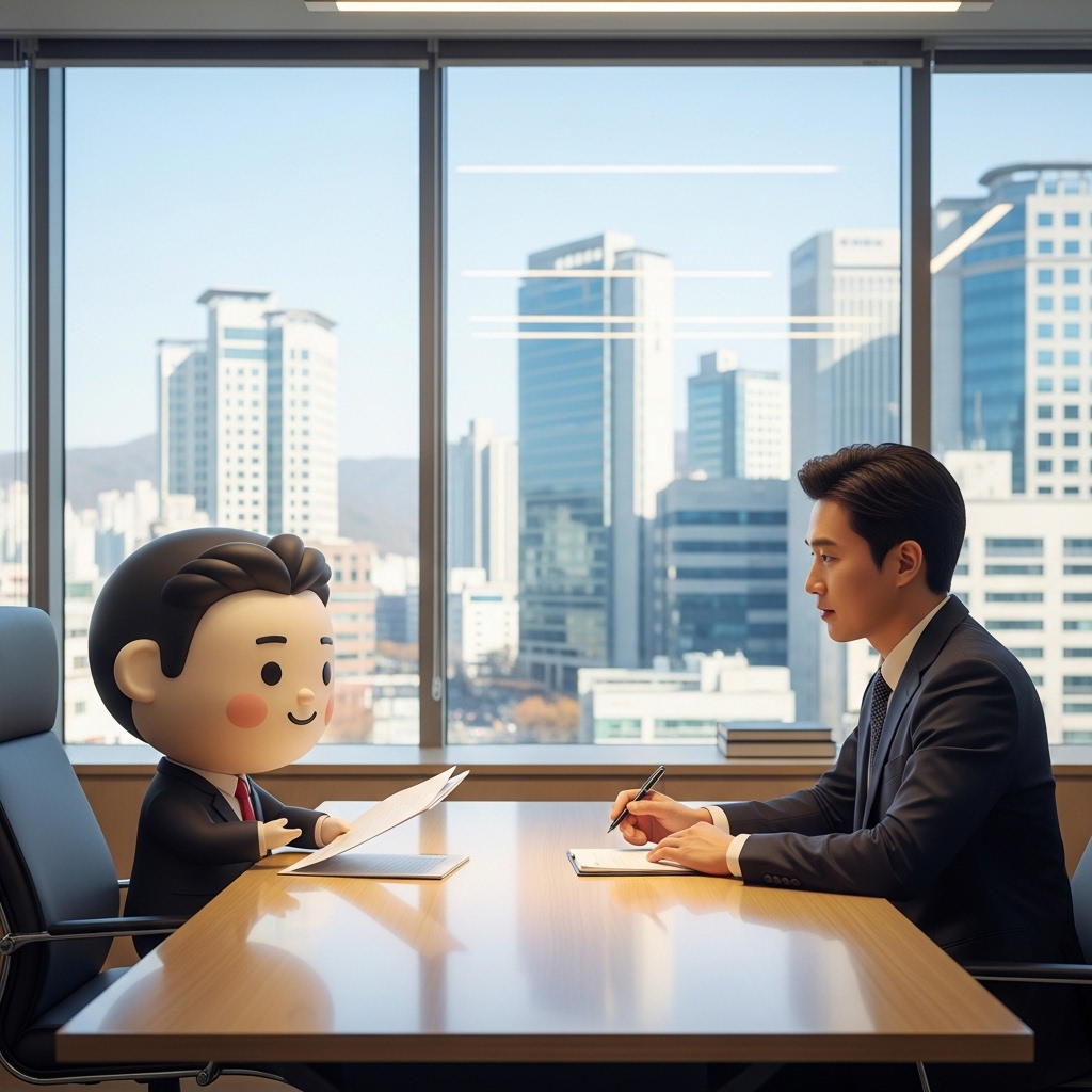 변호사사무소에서 상담을 진행하는 장면