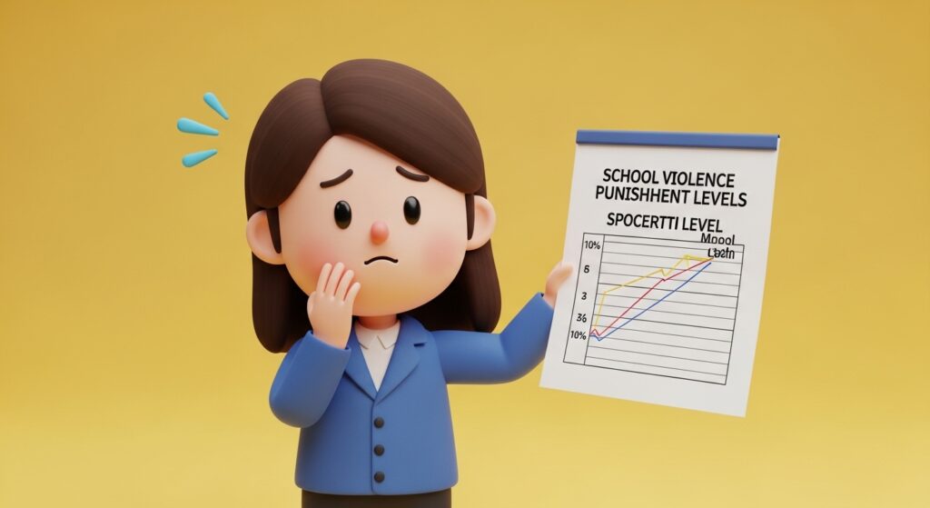 학폭 처분 단계를 보며 고민하는 학생 모습