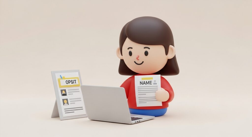 노트북으로 개명 신청 절차를 확인하는 모습