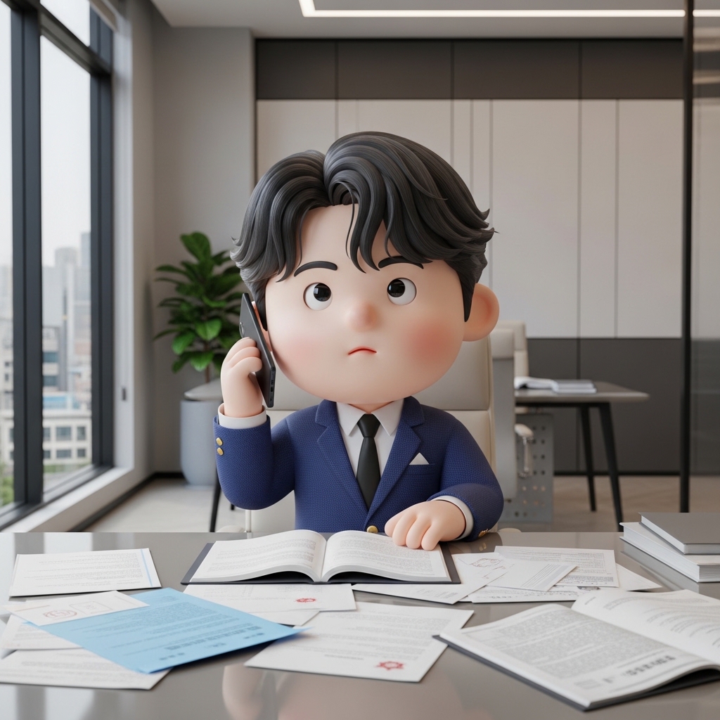 변호사 상담을 고민하며 전화로 문의하는 모습
