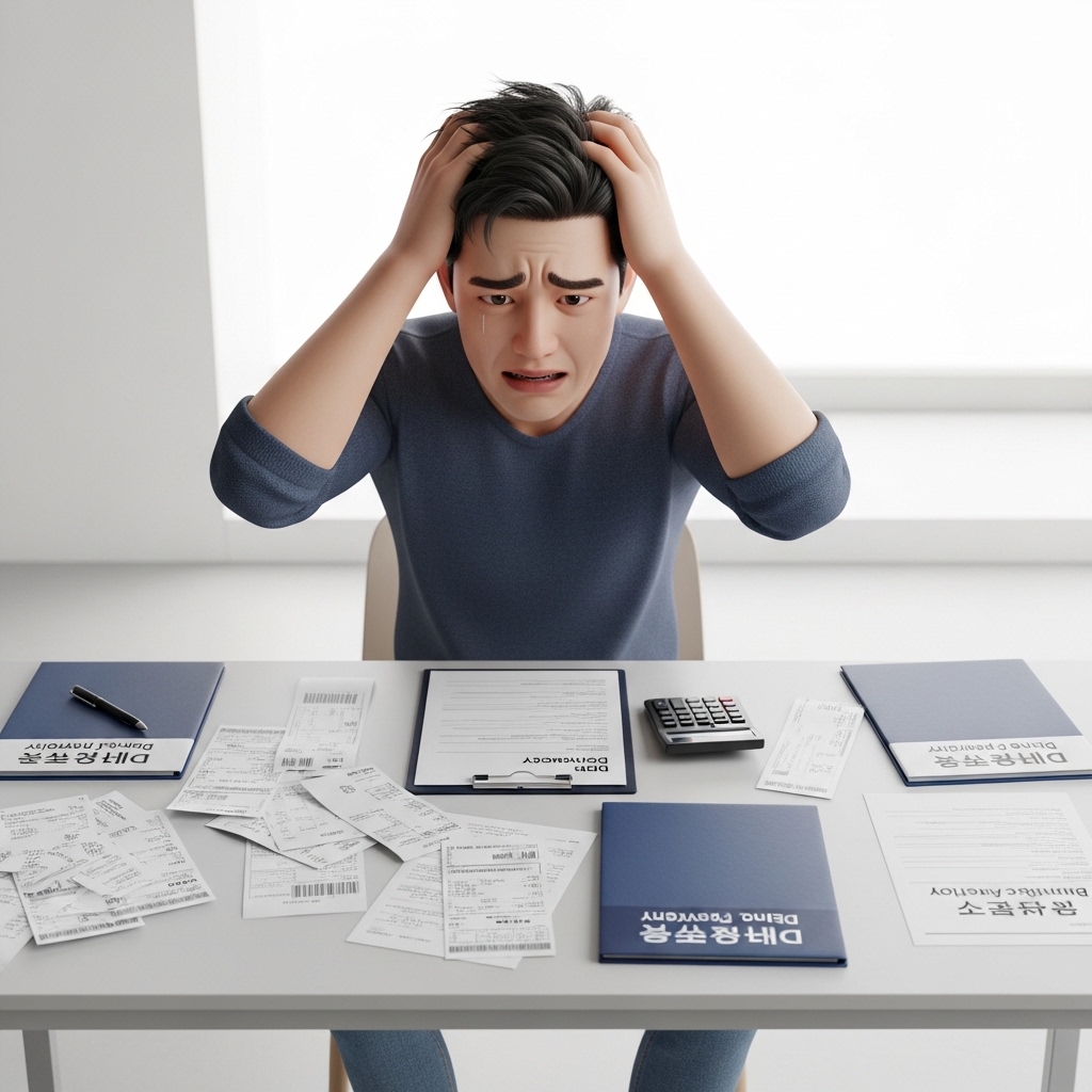 인터넷으로 회생 파산 신청 방법을 알아보는 장면