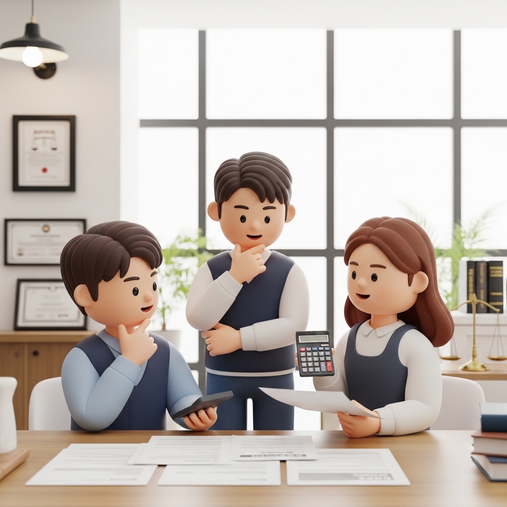 개인회생 상담을 위해 서류와 비용을 확인하는 장면