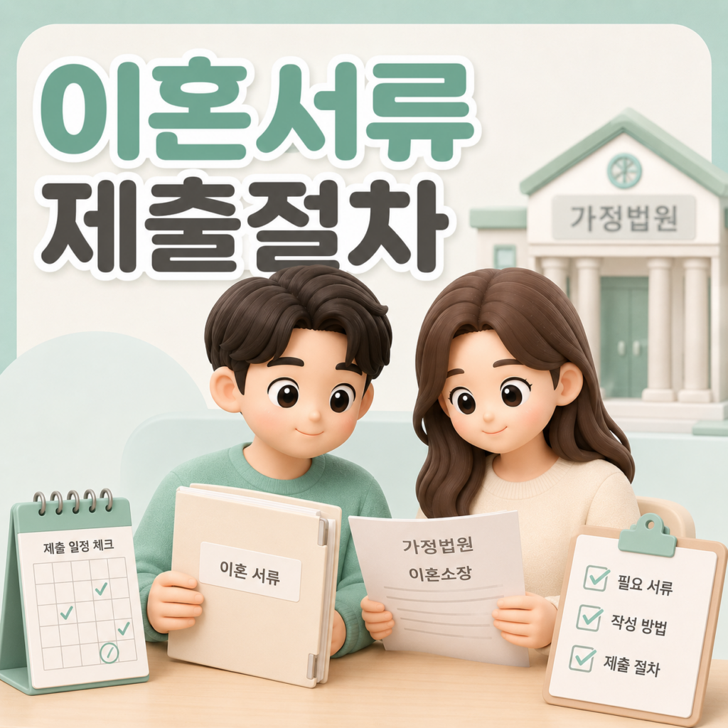가정법원 이혼서류 제출 절차를 확인하는 장면