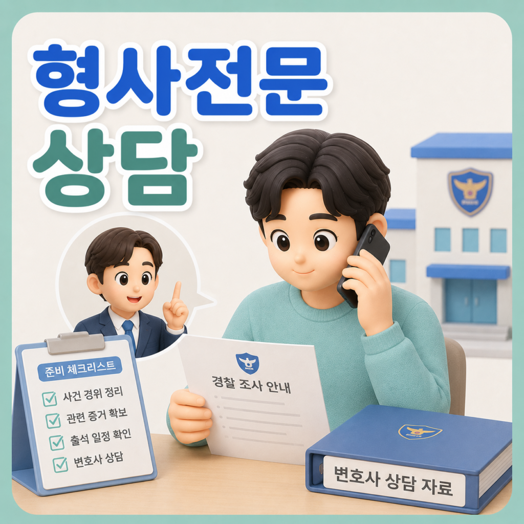 형사전문 상담을 위해 조사 준비를 확인하는 모습