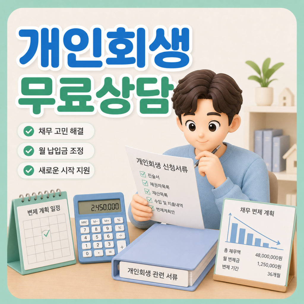 개인회생 무료법률 상담 서류를 확인하는 모습