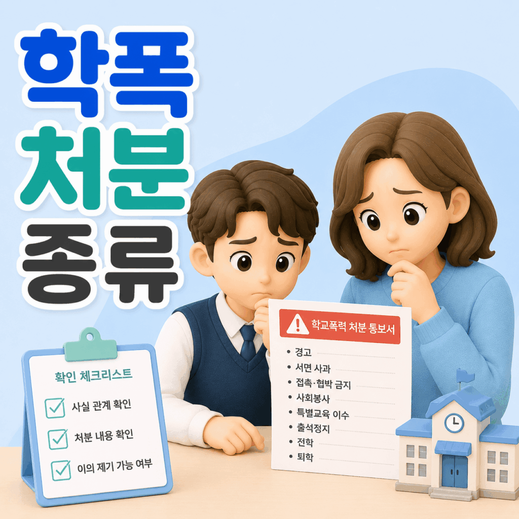 학교폭력 처분 내용을 확인하는 상황